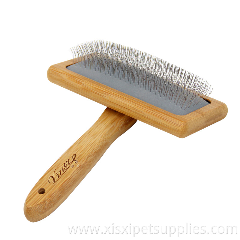 Factory Wholesale Bamboo Wooden Long Pin Pet Wire Brush Cat Dog Grooming Slicker Brush